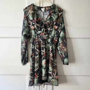 Johanna Ortiz x H&M Botanical Patterned Mini Dress With Flounce Size S